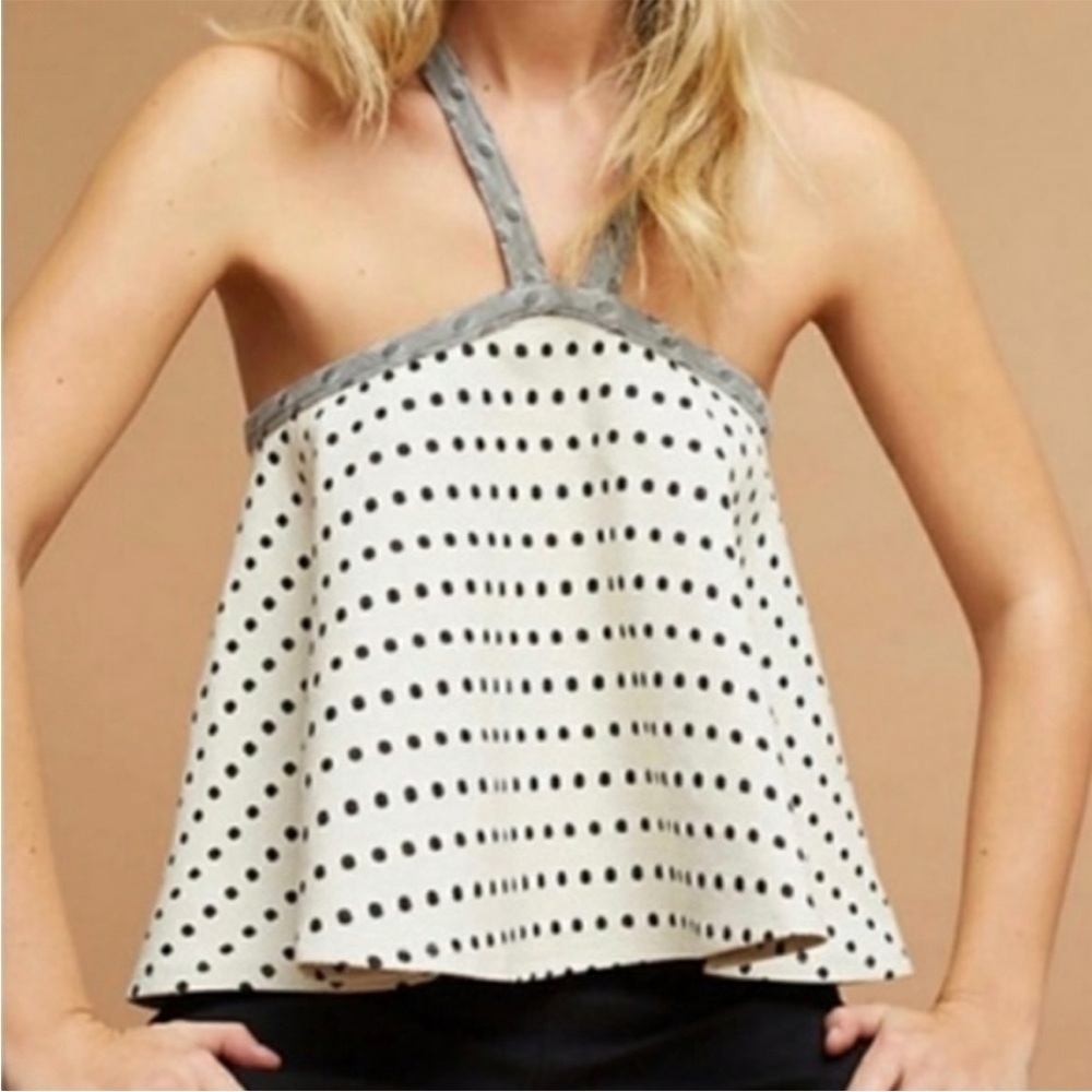 Anthropologie Postmark Jemma Jacquard Halter top Grey v-shaped straps - small